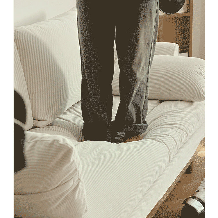 【高級チェリー材使用】エアレザーソファー – ホワイトグースダウン&PPコットン&コーデュロイで究極の快適さ提供 hldmz-733