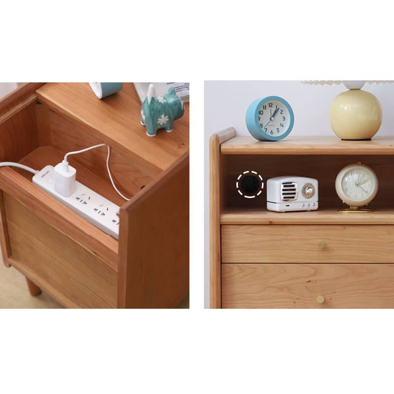 チェリー材と銅製の高級ナイトテーブル|エレガントなデザインでお部屋を格上げ hldmz-735