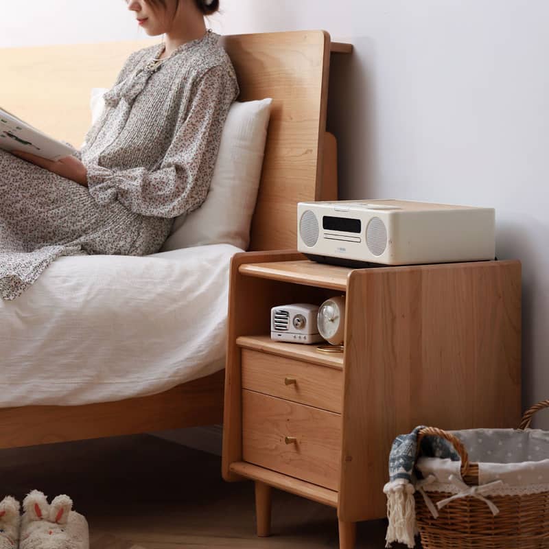 チェリー材と銅製の高級ナイトテーブル|エレガントなデザインでお部屋を格上げ hldmz-735