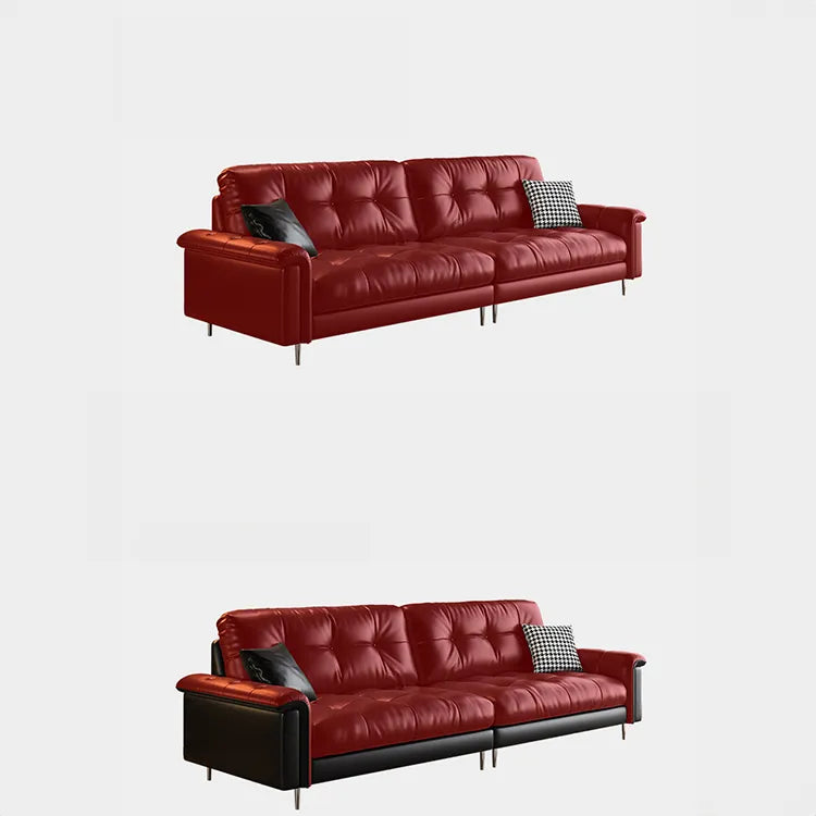 高級感あふれるブラックソファー|パインホワイトグースダウン&本革×ステンレスデザイン hlkwd-4097