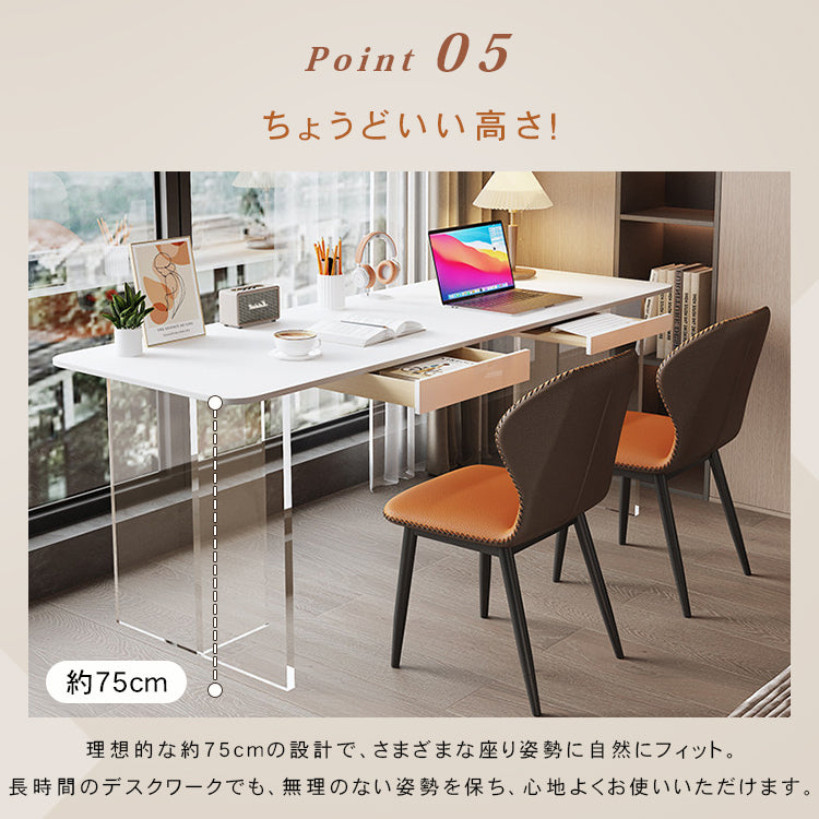 セラミック天板 PCデスク|アクリル脚 ワークテーブル モダンデザイン 書斎・オフィス用 hls-6175