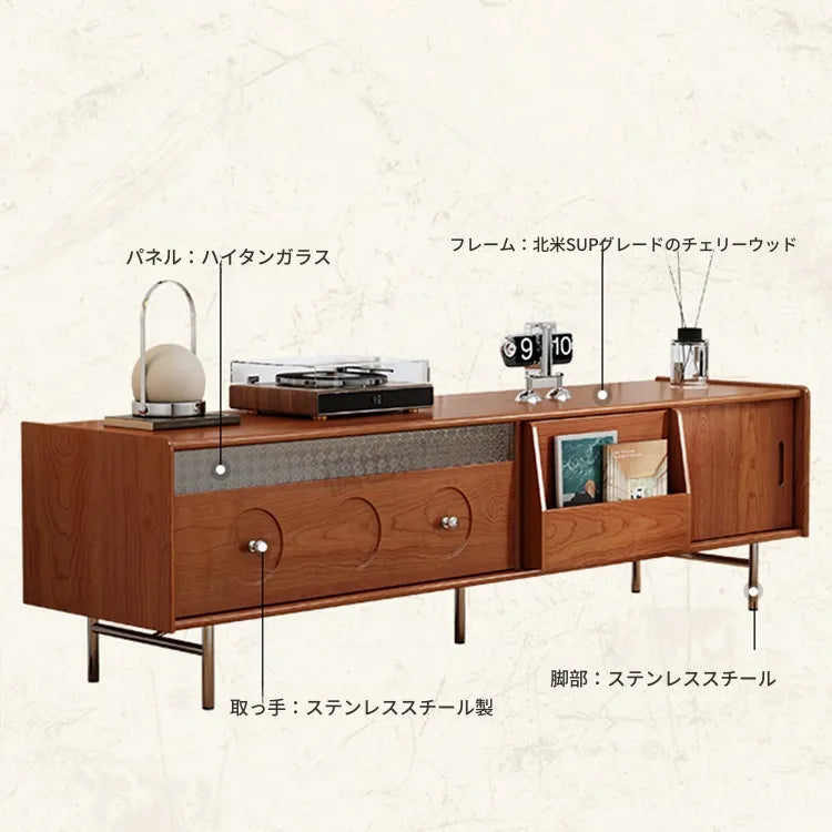 テレビ台 ブラウン ダークブラウン ブラック 多層板 ステンレス ガラス hlwy-3683