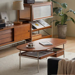 Coffee table ブラウン 多層板 ステンレス ガラス hlwy-3684