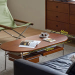 Coffee table ブラウン 多層板 ステンレス ガラス hlwy-3684