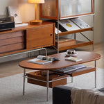 Coffee table ブラウン 多層板 ステンレス ガラス hlwy-3684