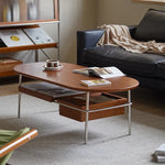 Coffee table ブラウン 多層板 ステンレス ガラス hlwy-3684