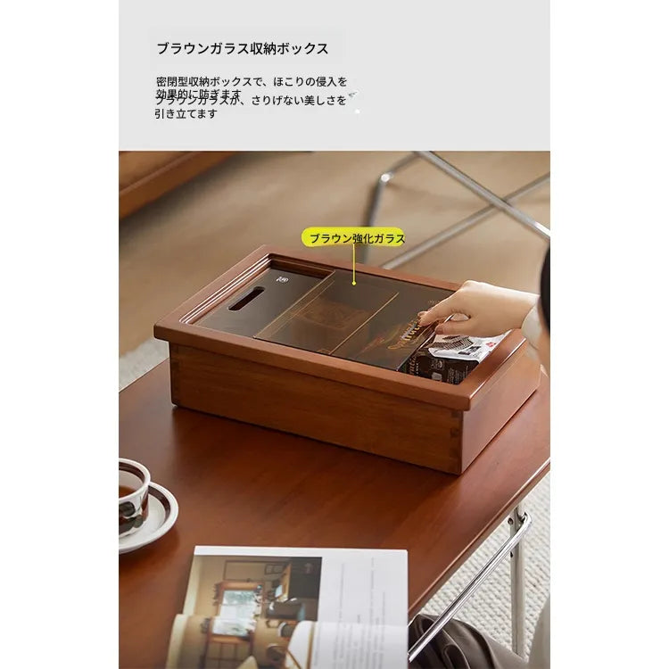 Coffee table ブラウン 多層板 ステンレス ガラス hlwy-3684