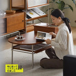 Coffee table ブラウン 多層板 ステンレス ガラス hlwy-3684
