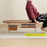 Coffee table ブラウン 多層板 ステンレス ガラス hlwy-3684