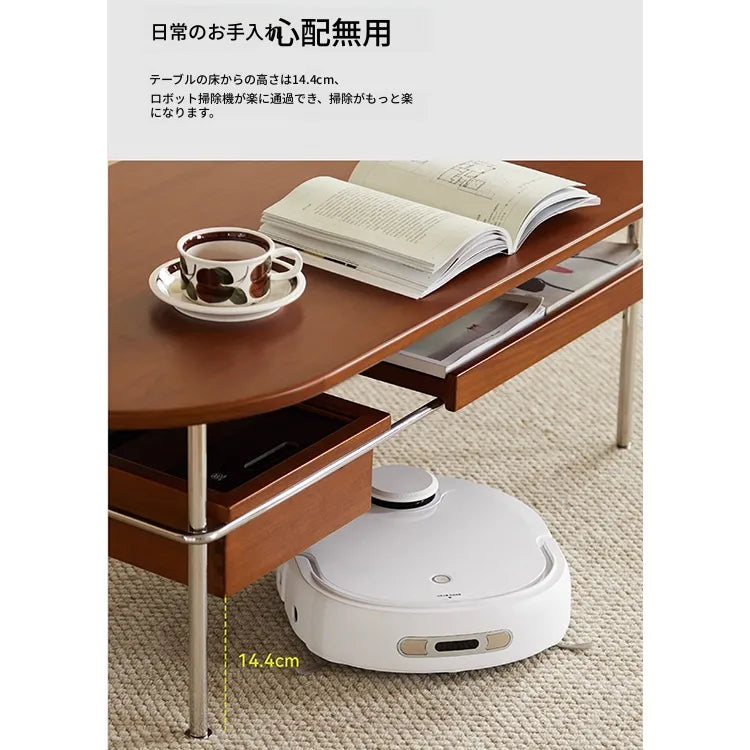 Coffee table ブラウン 多層板 ステンレス ガラス hlwy-3684