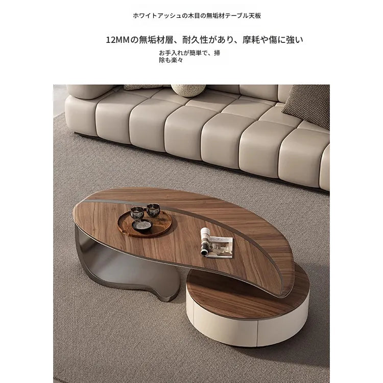 Coffee table ブラウン 多層板 合皮 ステンレス hlwy-3694