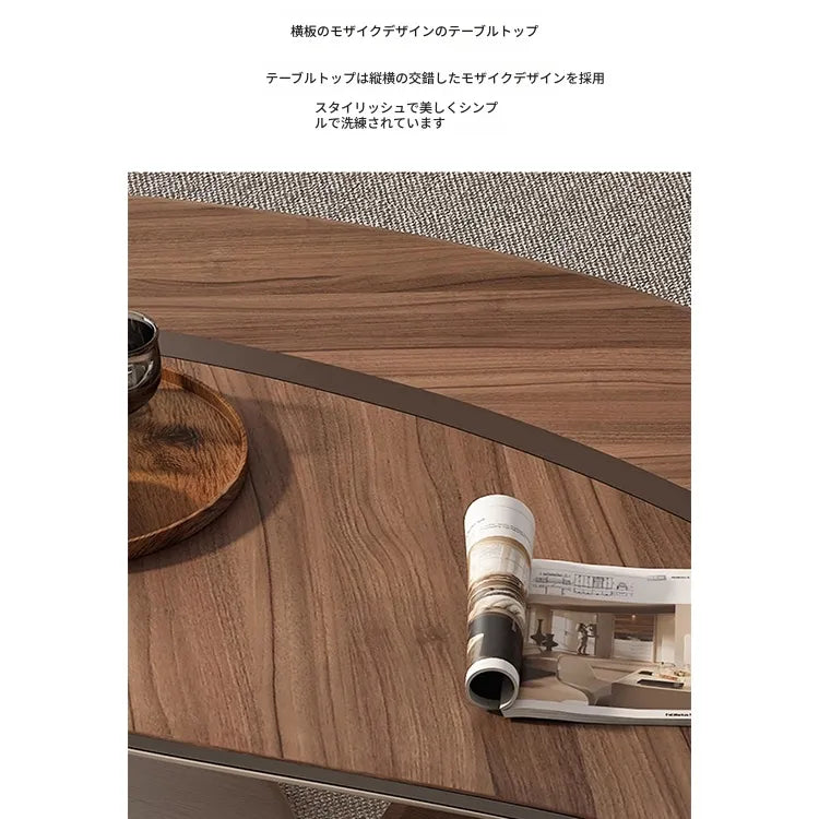 Coffee table ブラウン 多層板 合皮 ステンレス hlwy-3694