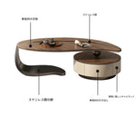 Coffee table ブラウン 多層板 合皮 ステンレス hlwy-3694