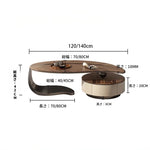 Coffee table ブラウン 多層板 合皮 ステンレス hlwy-3694