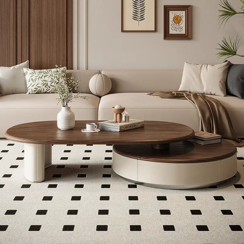 Coffee table ブラウン パイン 多層板 合皮 ステンレス hlwy-3698