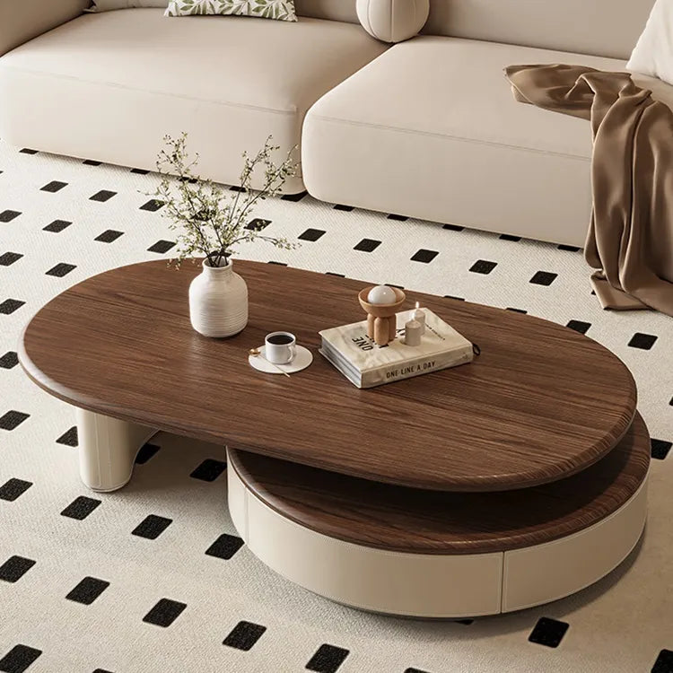 Coffee table ブラウン パイン 多層板 合皮 ステンレス hlwy-3698
