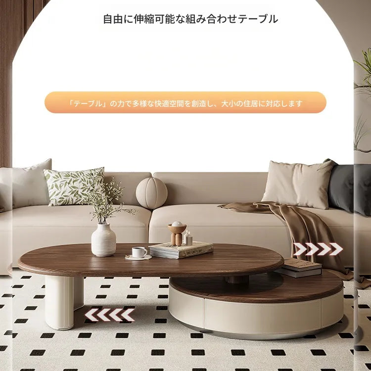 Coffee table ブラウン パイン 多層板 合皮 ステンレス hlwy-3698