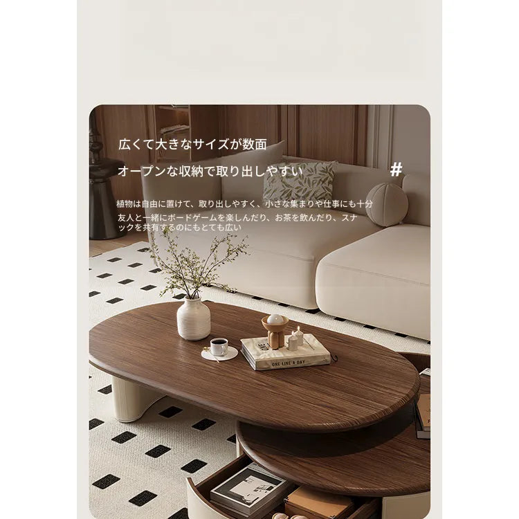 Coffee table ブラウン パイン 多層板 合皮 ステンレス hlwy-3698
