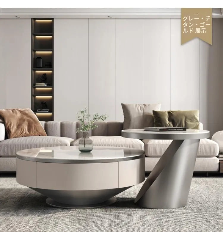 Coffee table カラー1 セラミック 無垢材 ステンレス hlwy-3705