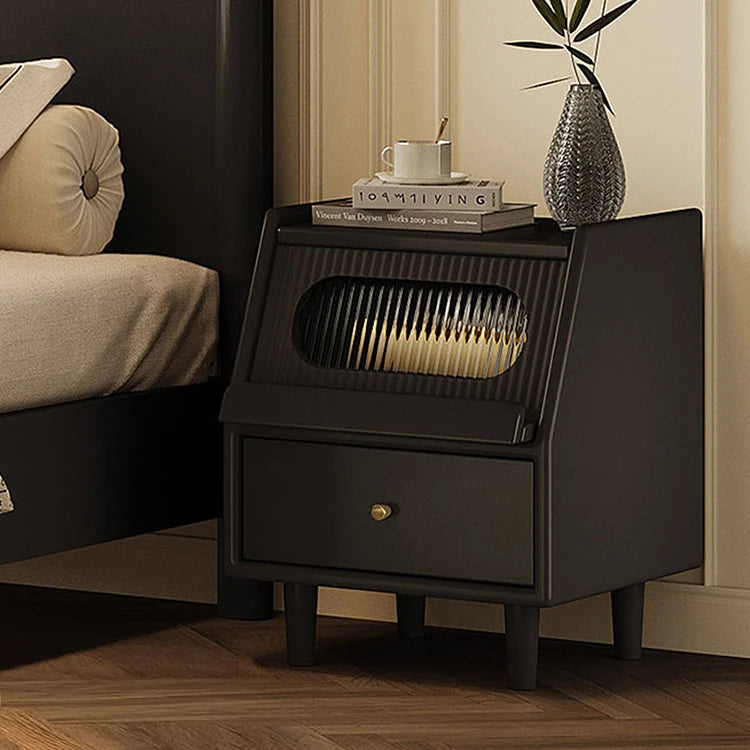 モダンデザインのガラス製ナイトテーブル|エレガントな寝室のインテリアに最適 hlxl-4397