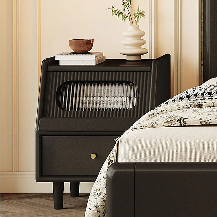 モダンデザインのガラス製ナイトテーブル|エレガントな寝室のインテリアに最適 hlxl-4397