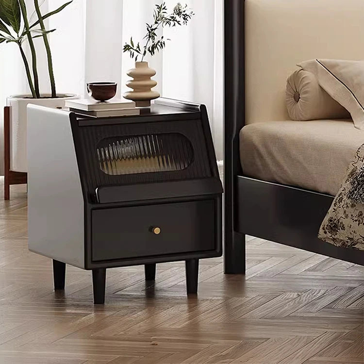 モダンデザインのガラス製ナイトテーブル|エレガントな寝室のインテリアに最適 hlxl-4397