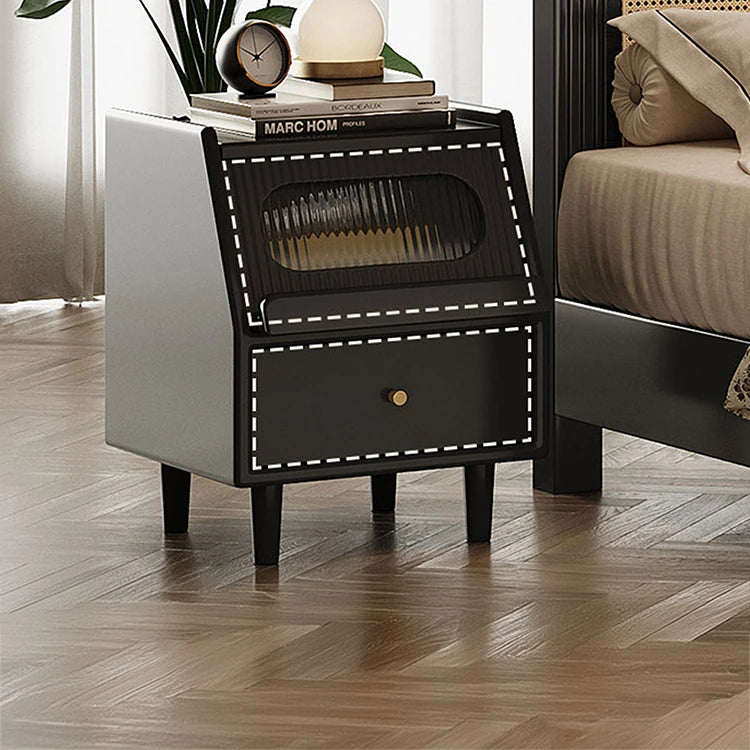 モダンデザインのガラス製ナイトテーブル|エレガントな寝室のインテリアに最適 hlxl-4397