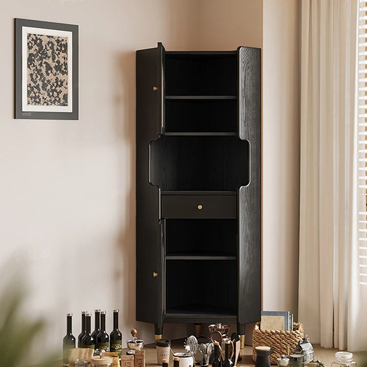 アッシュ材キャビネット 銅ガラスのエレガントデザイン | 高級感あふれる収納家具 hlxl-4403