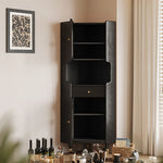 アッシュ材キャビネット 銅ガラスのエレガントデザイン | 高級感あふれる収納家具 hlxl-4403