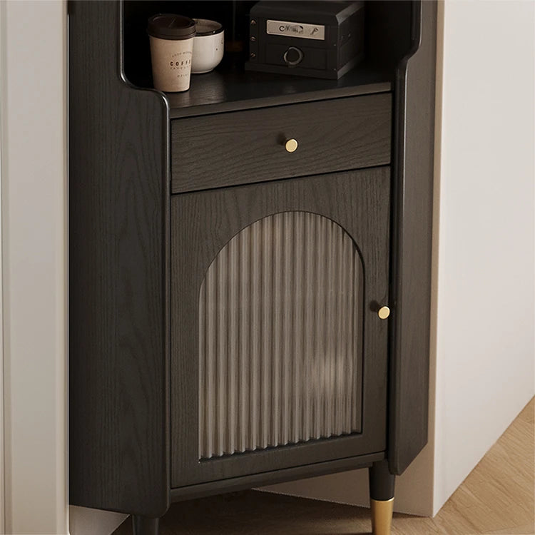 アッシュ材キャビネット 銅ガラスのエレガントデザイン | 高級感あふれる収納家具 hlxl-4403