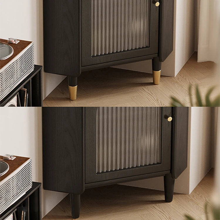 アッシュ材キャビネット 銅ガラスのエレガントデザイン | 高級感あふれる収納家具 hlxl-4403