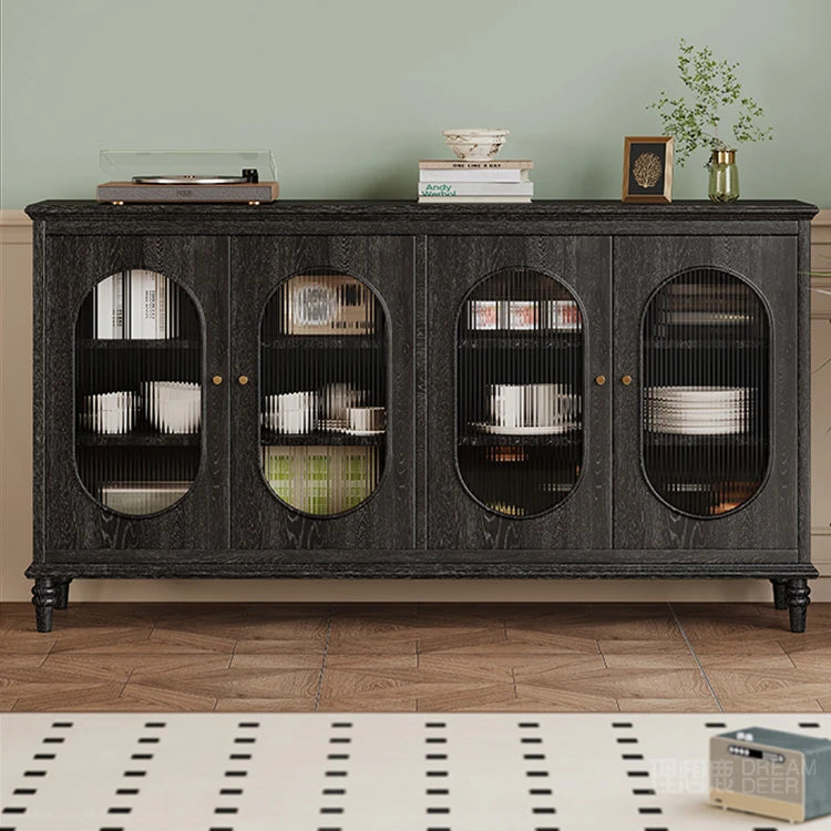 アッシュ材とガラスと銅の高級デザインキャビネット - おしゃれ空間を演出 hlxl-4409