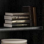 アッシュ材とガラスと銅の高級デザインキャビネット - おしゃれ空間を演出 hlxl-4409