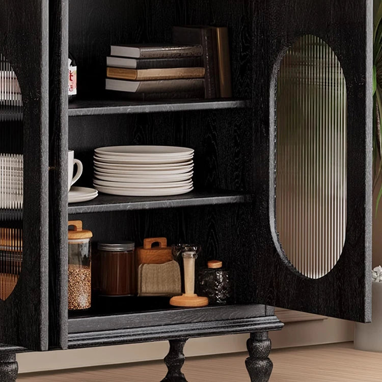 アッシュ材とガラスと銅の高級デザインキャビネット - おしゃれ空間を演出 hlxl-4409