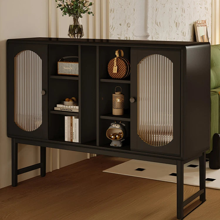 シックなデザイン!多層板&ガラスのモダンキャビネット - アルミ合金フレーム付き hlxl-4415