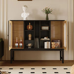 シックなデザイン!多層板&ガラスのモダンキャビネット - アルミ合金フレーム付き hlxl-4415