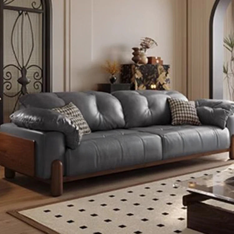 高品質アッシュ材使用 シンプル&モダンソファー – ダウン仕様の快適さと合皮の高級感を両立 hly-3032