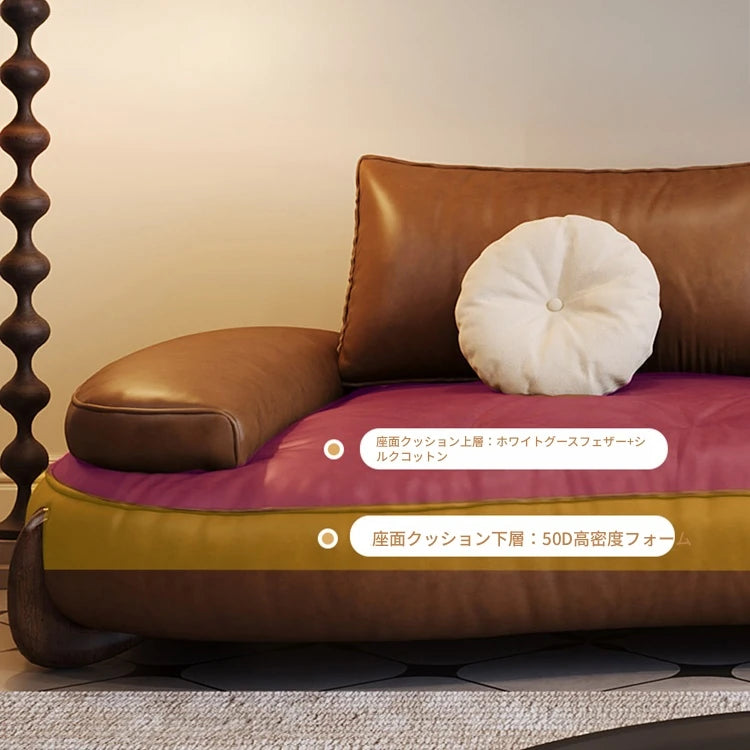 モダンなパイン素材のソファー|ホワイトグースダウン&合皮使用 | 快適なシリコンフィルクッション付き hly-3033