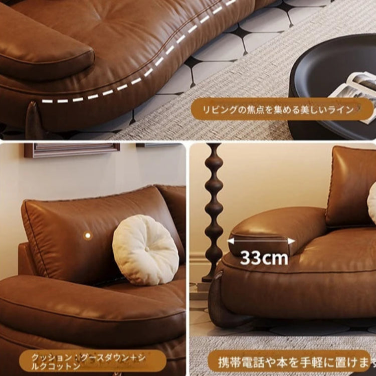 モダンなパイン素材のソファー|ホワイトグースダウン&合皮使用 | 快適なシリコンフィルクッション付き hly-3033