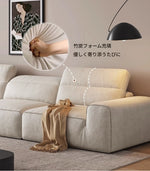 スタイリッシュなパイン無垢材ソファー | シリコンフィル&エアレザークッションで極上の座り心地 | モダンなリビングに最適! hly-3036