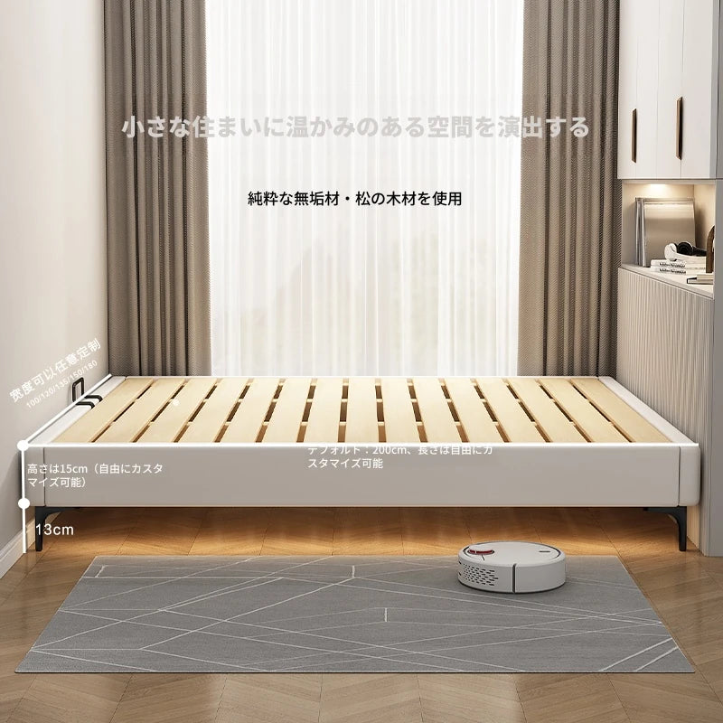 パイン材使用のモダンデザインベッド|シンプルで洗練されたインテリアに最適! hlyj-3140