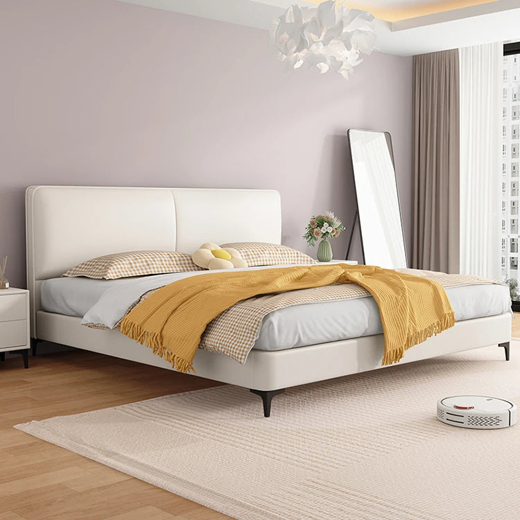 スタイリッシュなパインエアレザー製ベッド|快適な眠りをサポートするシンプルデザイン hlyj-3142