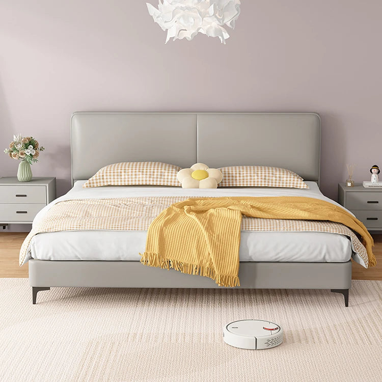 スタイリッシュなパインエアレザー製ベッド|快適な眠りをサポートするシンプルデザイン hlyj-3142