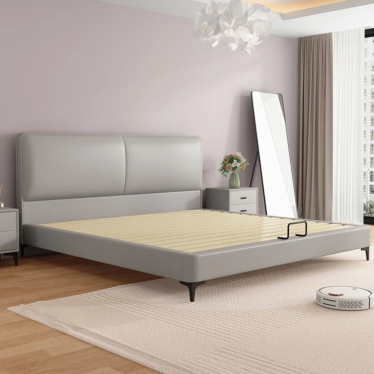 スタイリッシュなパインエアレザー製ベッド|快適な眠りをサポートするシンプルデザイン hlyj-3142