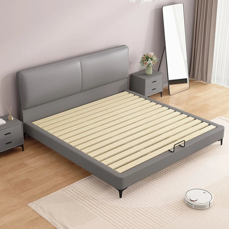 スタイリッシュなパインエアレザー製ベッド|快適な眠りをサポートするシンプルデザイン hlyj-3142