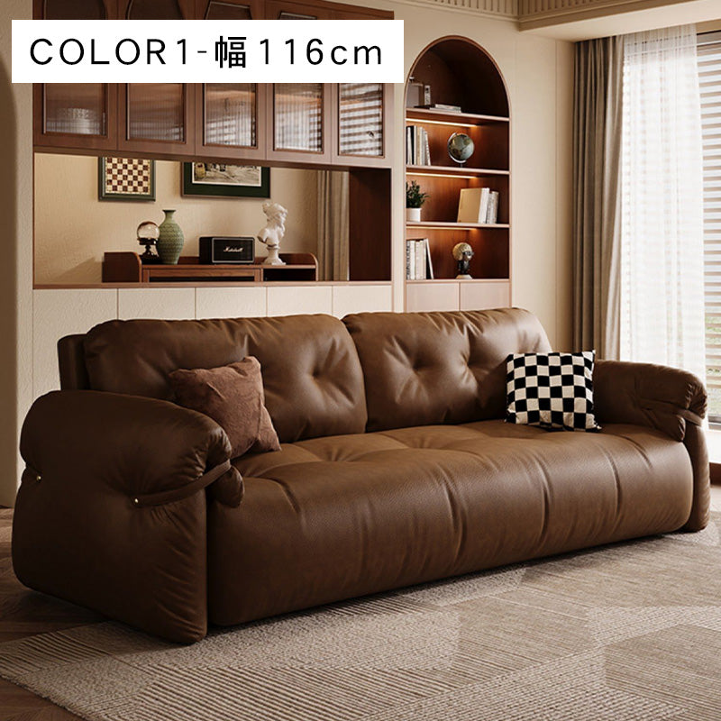 フレンチヴィンテージ レザーソファーベッド 多機能 折りたたみ 伸縮式 一台二役 一人掛け 二人掛け 小型 リビングソファー hmm-3771