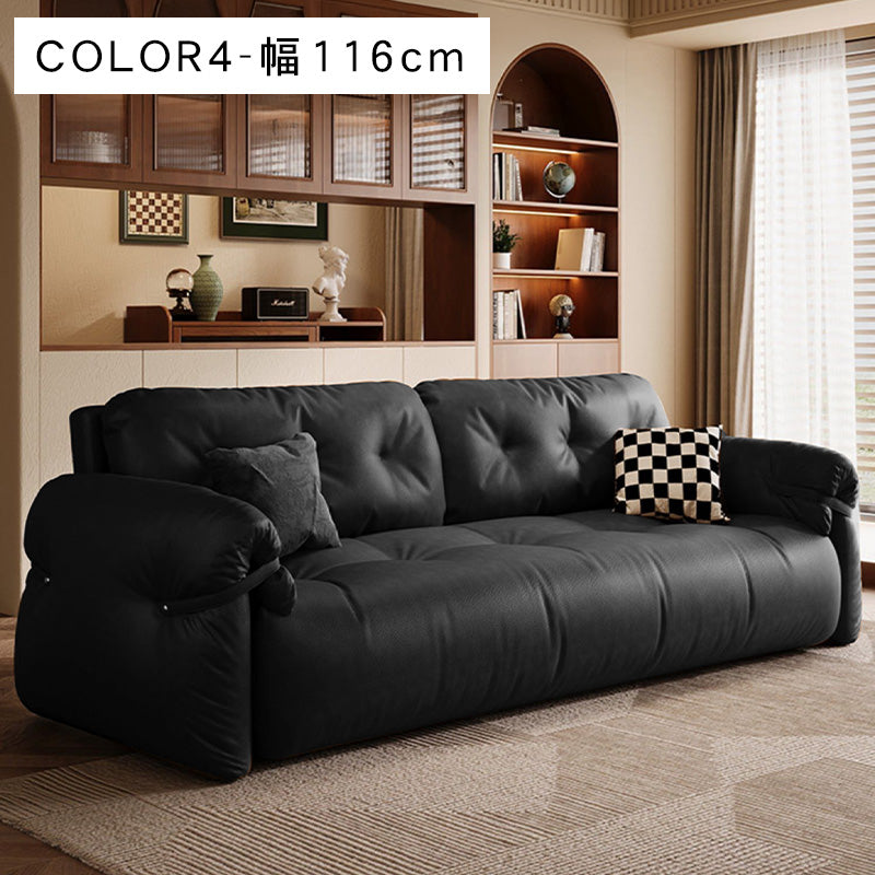 フレンチヴィンテージ レザーソファーベッド 多機能 折りたたみ 伸縮式 一台二役 一人掛け 二人掛け 小型 リビングソファー hmm-3771