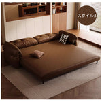 フレンチヴィンテージ レザーソファーベッド 多機能 折りたたみ 伸縮式 一台二役 一人掛け 二人掛け 小型 リビングソファー hmm-3771