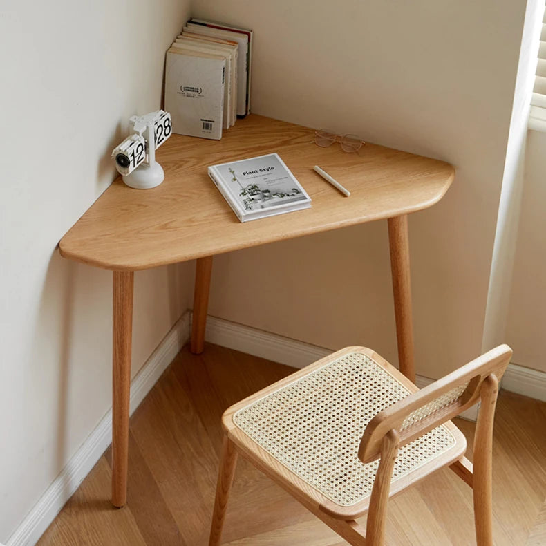 オーク材仕上げのコーナーテーブル|北欧風デザインでおしゃれなインテリアに最適 hmo-1985
