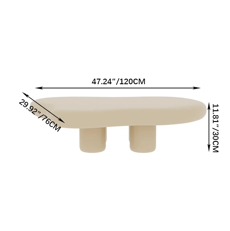 リビング用クリーム色クラウド型ローテーブル かわいいデザインの短脚センターテーブル hmo-1992
